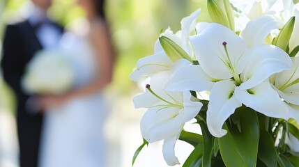 Elegant White Lilies at a Wedding