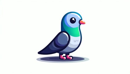 Charming cartoon pigeon illustration with vibrant colors and playful design is ideal for