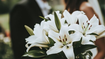 Elegant White Lilies Bouquet Close-Up