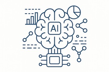 Conceptual visualization of artificial intelligence illustrated through a digitally rendered brain integrated with complex data graphs statistical charts and interconnected nodes expressing