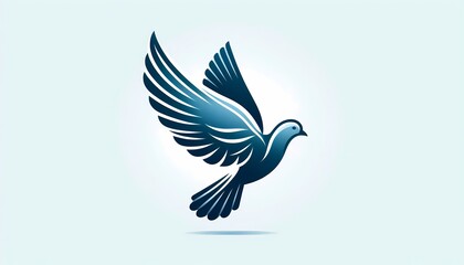 Obraz premium Elegant Blue Dove Logo Design Symbolizing Peace and Tranquility With a Clean Background