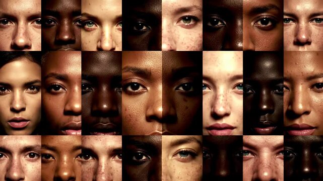 Diverse Faces Skin Close Up Sweat Glistening Glowing Complexion