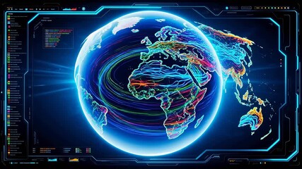 Digital planet Earth with glowing network lines representing worldwide connectivity and information technology - Powered by Adobe