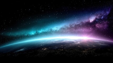 Obraz premium Stunning Earth View From Space With Galaxy