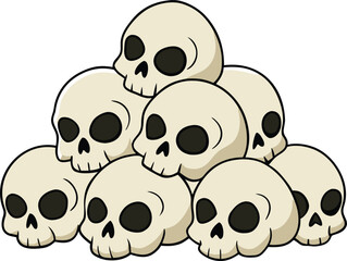 Obraz premium A group of skulls stacked on a white surface, highlighting their eerie and macabre nature.