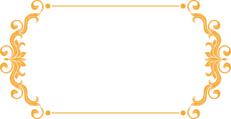 Gold Floral Flourishes Frame, Golden Flower Swirl and Traditional Plant Border Ornament in Baroque or Victorian Style, Isolated Vector Royal Embellishment, Wedding Arrangement