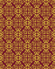 Abstract gold and red vintage ornament pattern background