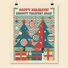 Fototapeta premium Retro Holiday Vibes with Funky Festive Style