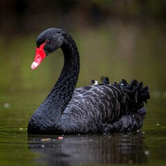 Fototapeta premium Black swan on water