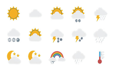 Weather Icons A Comprehensive Set of Vector Graphics Depicting Various Atmospheric Conditions for Design and Forecast