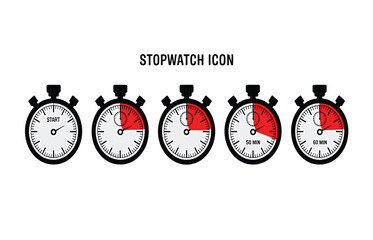 Stopwatch Icon Set Time Measurement, Countdown, and Duration Graphics for Projects