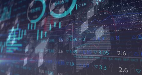 Displaying financial dashboard showing metrics on screen, with line charts and progress indicators