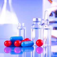 Pharmaceutical research lab scene with medication