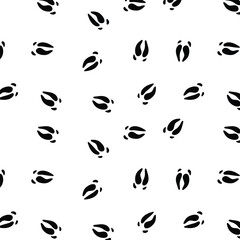 Seamless pattern with boar footprint in black color with transparent square background