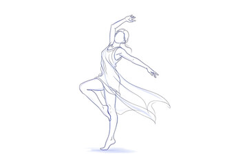 Fototapeta premium Elegant line drawing of a ballerina in motion