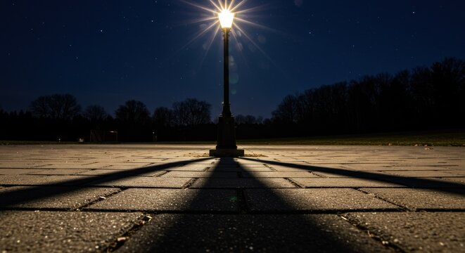 Fototapeta Lamppost shadows night urban