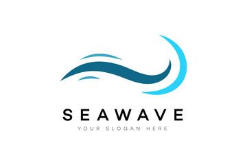 Seawave Logo  Abstract Blue Water Wave Design for Business Branding