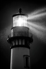 Lighthouse Illuminating Dark Night Sky