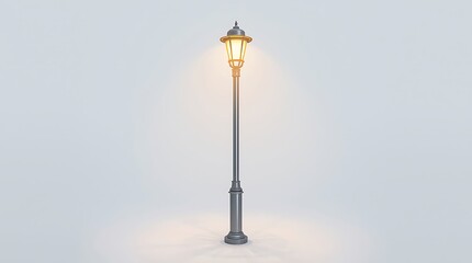 Fototapeta premium Vintage Street Lamp Post with Warm Glow on Minimalist Background