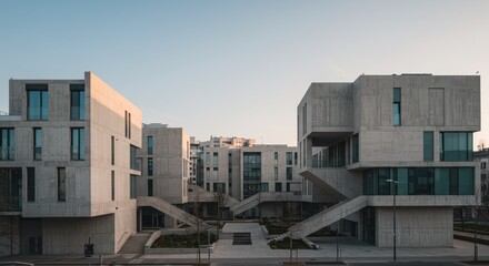 Modern concrete apartment buildings