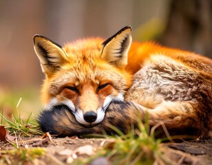 Obraz premium Red Fox resting in forest