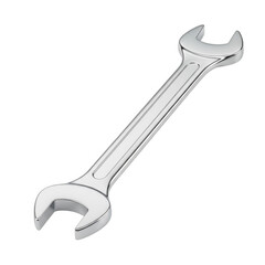 Shiny metal combination wrench tool isolated on transparent background for mechanical work