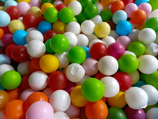 Colorful plastic balls for children's toys. Dry children's pool with colorful plastic balls.