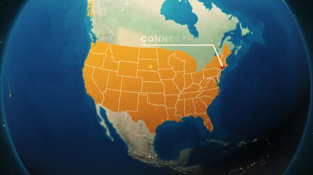 United States Map Animation &ndash; Connecticut State Highlight