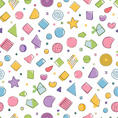 手描き風で表現したポップなメンフィス柄素材