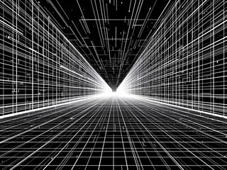 Tunnel of Lines Abstract Geometric Perspective