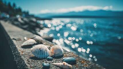 Seashells On The Beach At Coastline