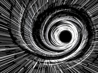 Swirling Vortex Black and White Background 