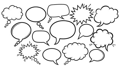Fototapeta premium Collection of Hand Drawn Speech and Thought Bubbles assorted talk