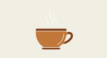 Obraz premium flat vector illustrations Steaming cup of coffee or tea, perfect for a cozy morning