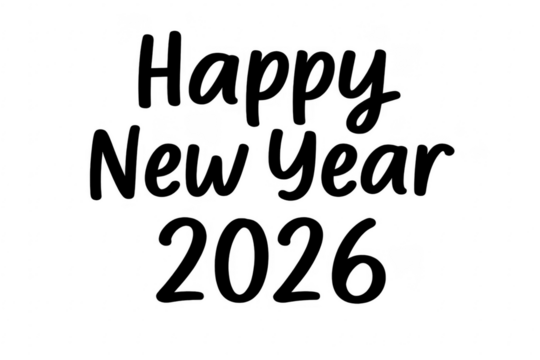 Happy new year 2026 greeting on transparent background