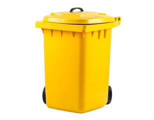 Bright yellow plastic garbage can