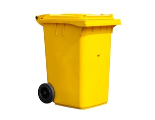 Bright yellow plastic trash can