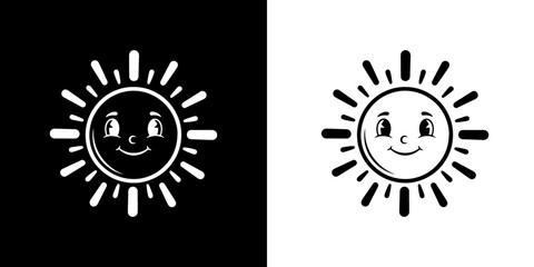 Charming cartoon sun character radiates happiness and warmth for kids' designs