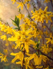 Bright yellow flowers in spring