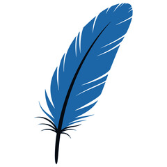 Fototapeta premium Vivid Feather Illustration: A striking depiction of a single, vibrant blue feather, showcasing its elegant shape and intricate details.