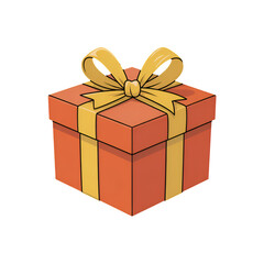 Obraz premium Orange Gift Box With Yellow Ribbon And Bow present package