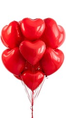 Bunch of red heart-shaped balloons