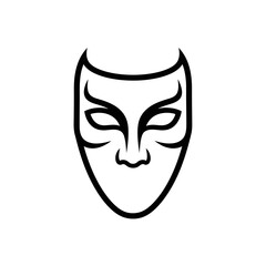 Stylized Black Line Art Carnival Mask
