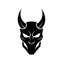 Stylized Black Devil Mask with Sharp Horns