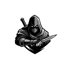 Masked Ninja Warrior Holding Weapon © adel