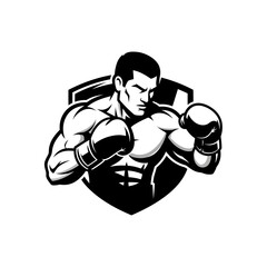 Powerful Boxer in Action Silhouette Design