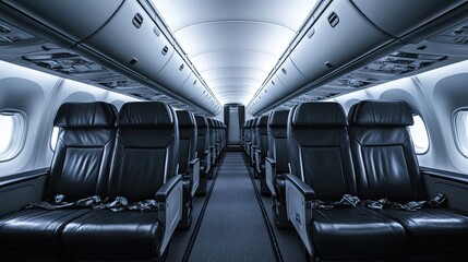 Fototapeta premium Airplane cabin interior empty seats