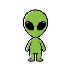 Cute Cartoon Green Alien Character Illustration