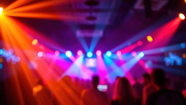 Vibrant nightclub scene with dynamic lighting and energetic atmosphere, capturing modern nightlife.