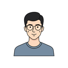 Illustrated Portrait of a Young Man with Glasses